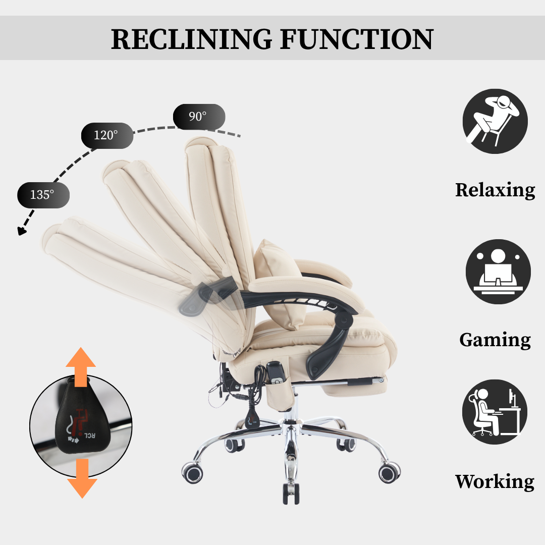 Orbis Heated & 4-Point Kneading Massage Reclining Office Chair