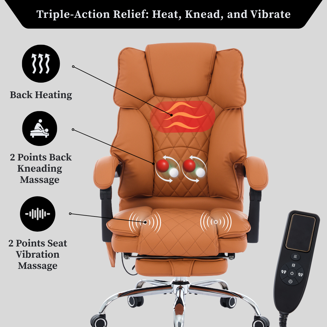 Ergonix Heated & 2-Point Kneading Massage Reclining Office Chair
