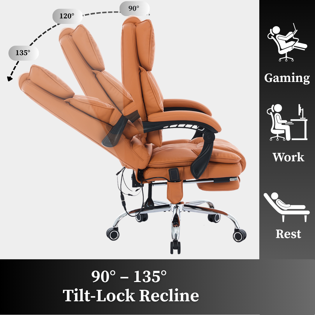 Ergonix Heated & 2-Point Kneading Massage Reclining Office Chair