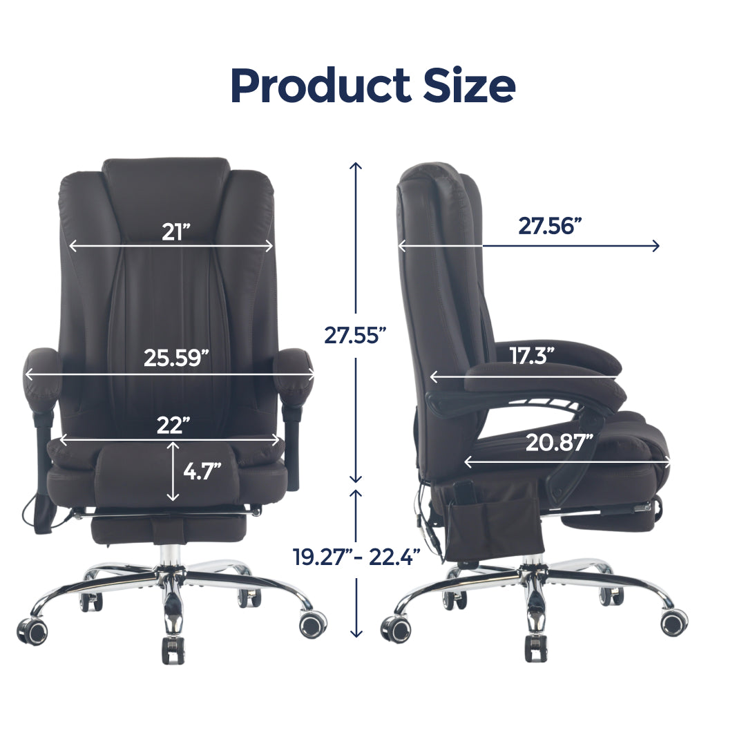 Orbis Heated & 4-Point Kneading Massage Reclining Office Chair