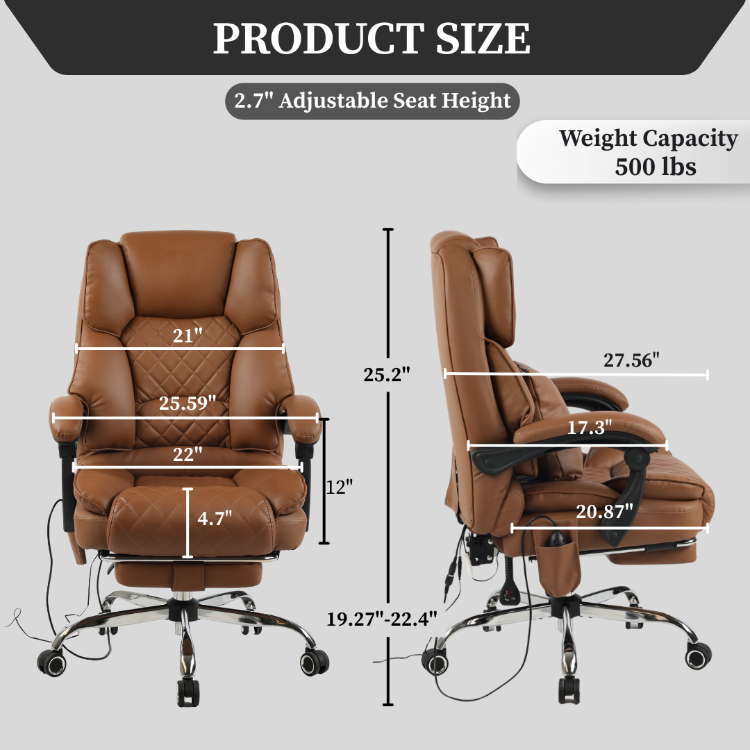Ergonix Office Chair with 2-Point Kneading Massage & Heating Functions