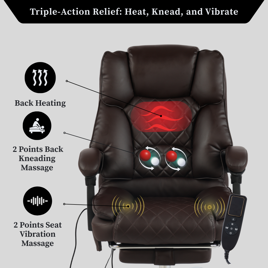 Ergonix Heated & 2-Point Kneading Massage Reclining Office Chair