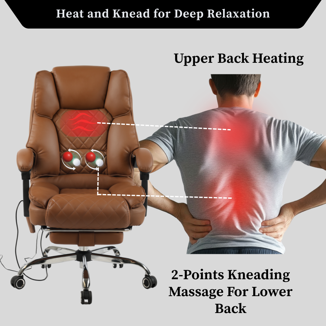 Ergonix Office Chair with 2-Point Kneading Massage & Heating Functions