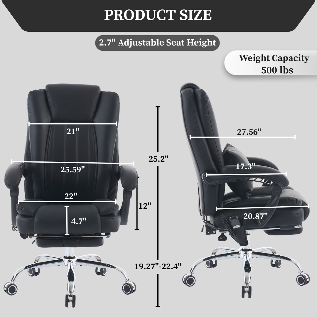 Orbis Heated & 4-Point Kneading Massage Reclining Office Chair