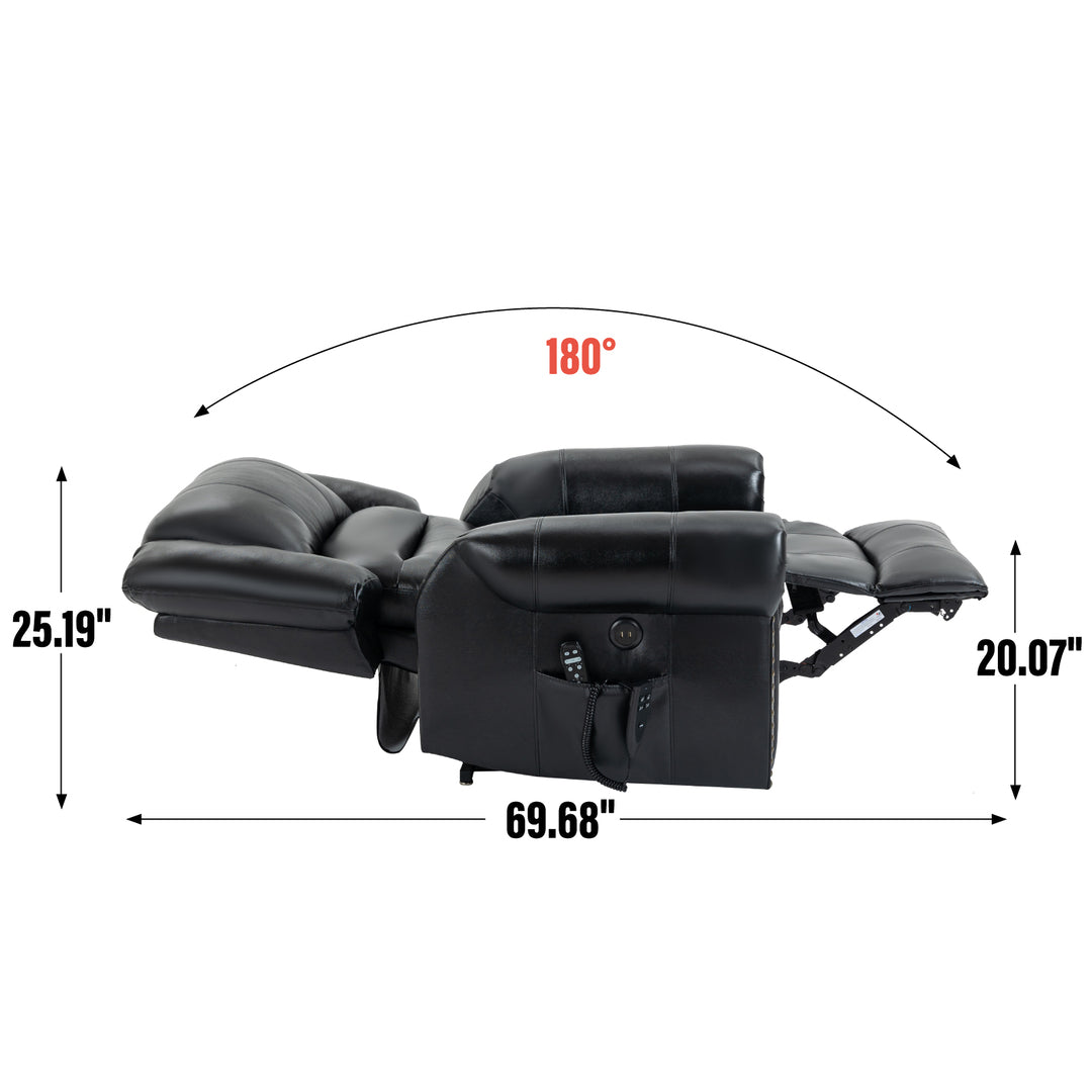 Dual Motor Leather Fabric Power Lift Recliner Chair with Heat and Massage Functions