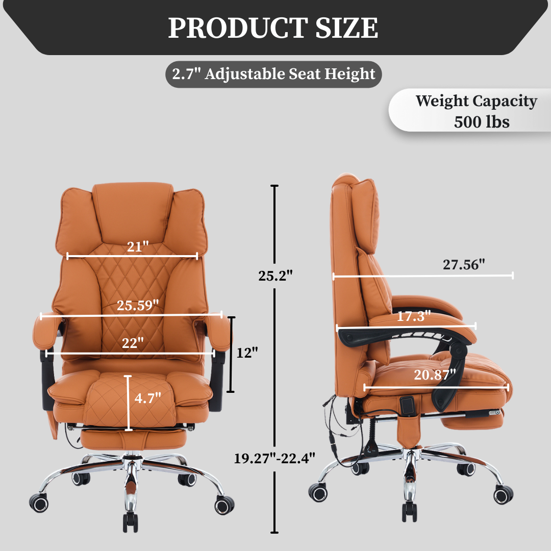Ergonix Heated & 2-Point Kneading Massage Reclining Office Chair