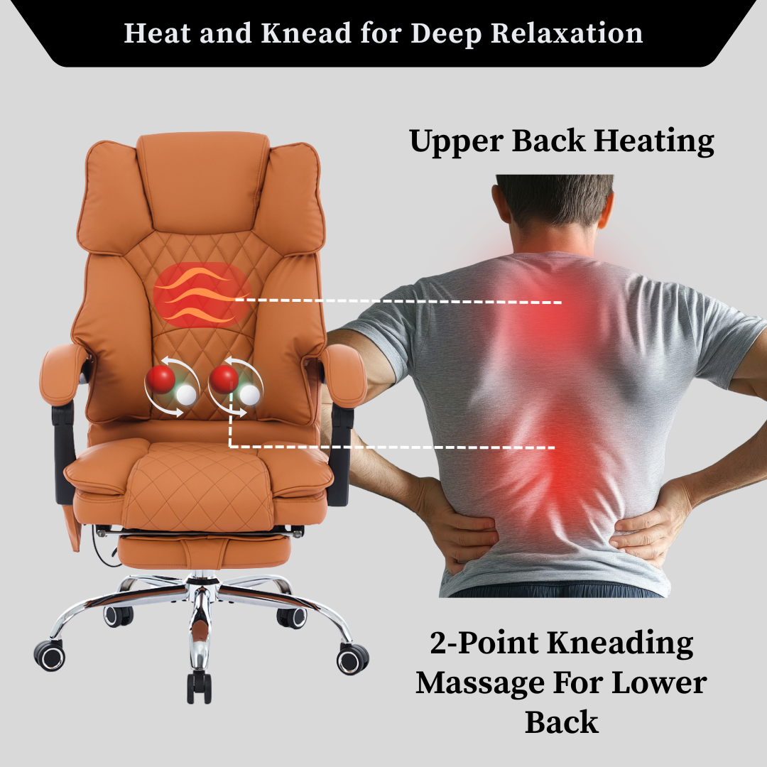 Ergonix Heated & 2-Point Kneading Massage Reclining Office Chair