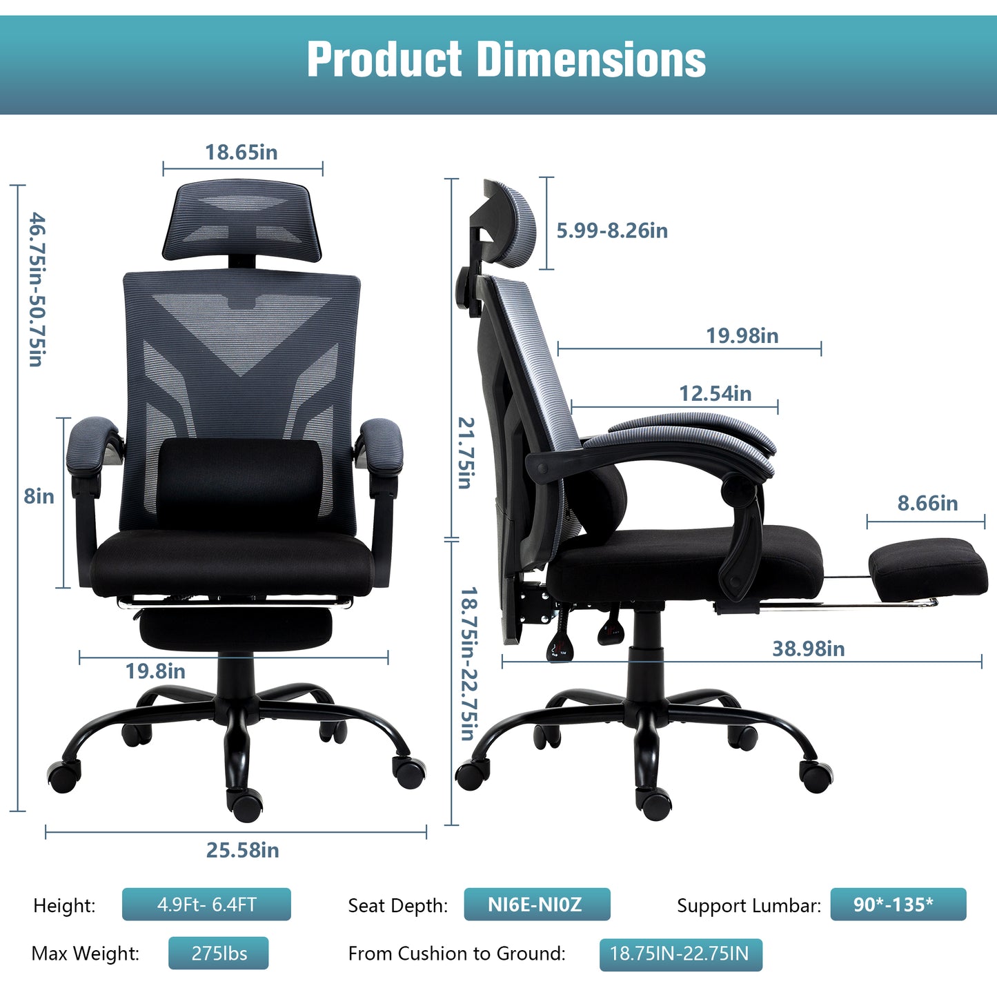 Ergo Task Office Chair with Lumbar Pillow