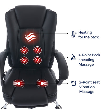 Orbis Heated & 4-Point Kneading Massage Reclining Office Chair