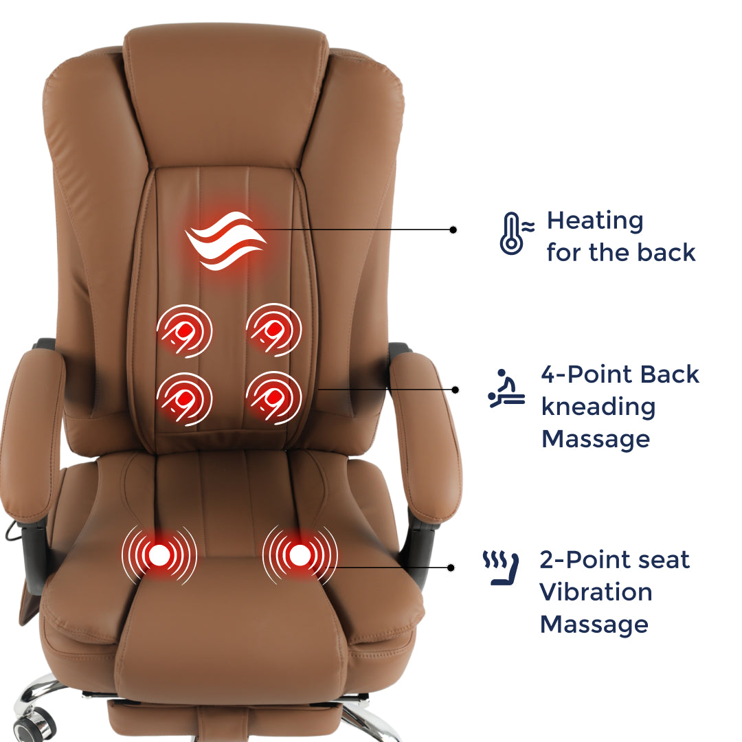 Orbis Heated & 4-Point Kneading Massage Reclining Office Chair