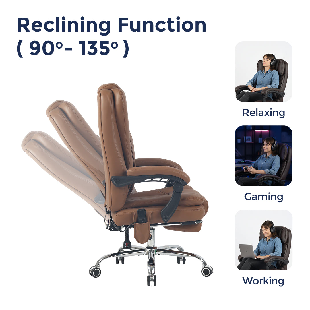 Orbis Heated & 4-Point Kneading Massage Reclining Office Chair