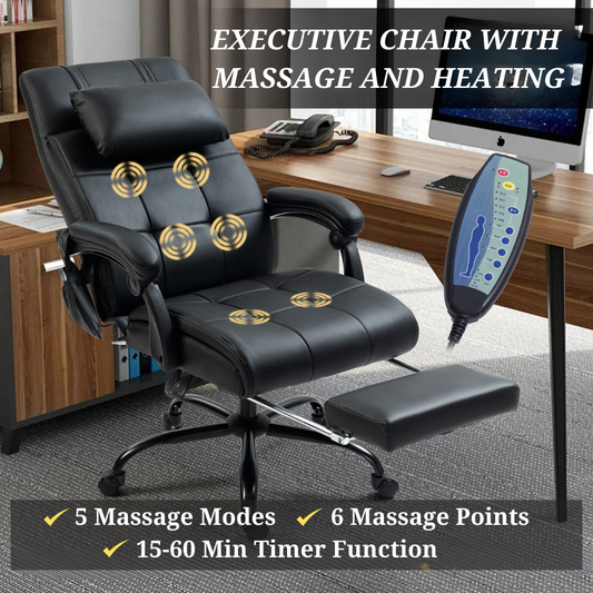 Luxor Heat & Vibrating Massage Office Chair with Reclining Features