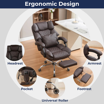 Ergonix Heated & 2-Point Kneading Massage Reclining Office Chair