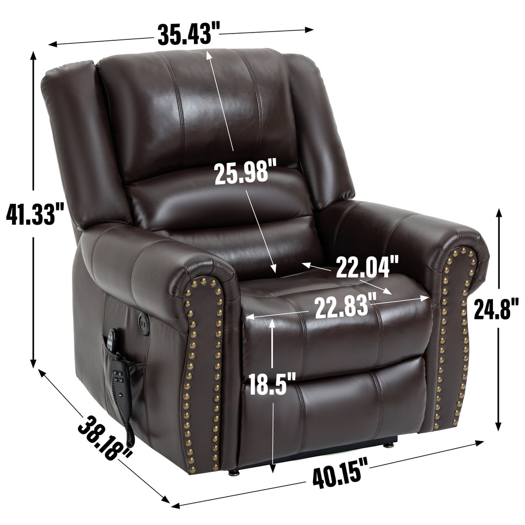 Dual Motor Leather Fabric Power Lift Recliner Chair with Heat and Massage Functions