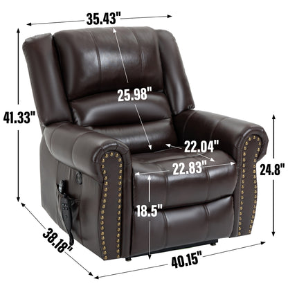Dual Motor Leather Fabric Power Lift Recliner Chair with Heat and Massage Functions