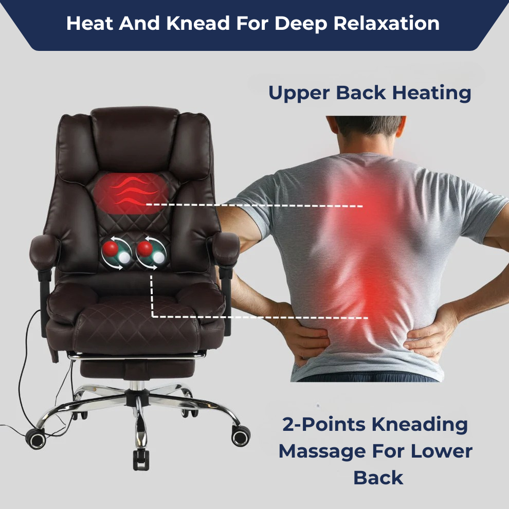 Ergonix Heated & 2-Point Kneading Massage Reclining Office Chair