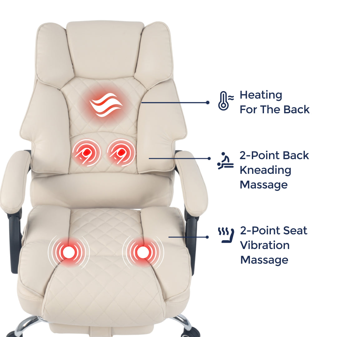Ergonix Heated & 2-Point Kneading Massage Reclining Office Chair