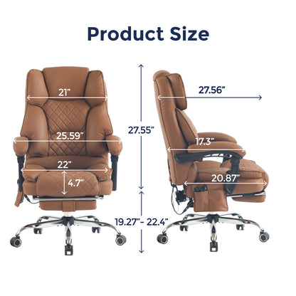 Ergonix Heated & 2-Point Kneading Massage Reclining Office Chair