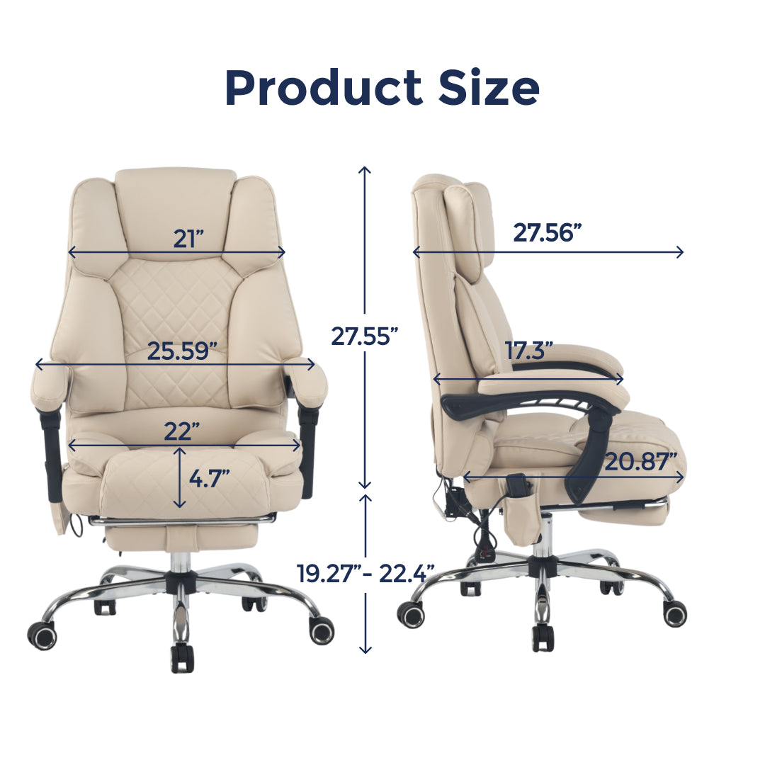 Ergonix Heated & 2-Point Kneading Massage Reclining Office Chair