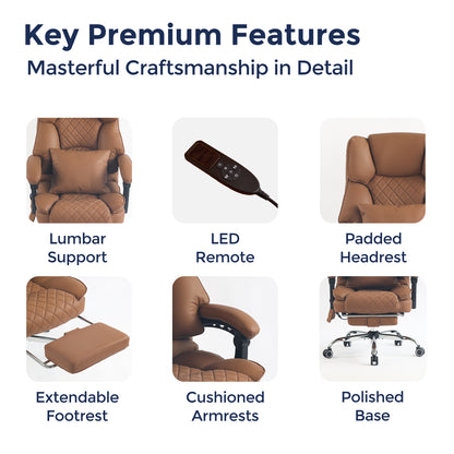 Ergonix Heated & 2-Point Kneading Massage Reclining Office Chair