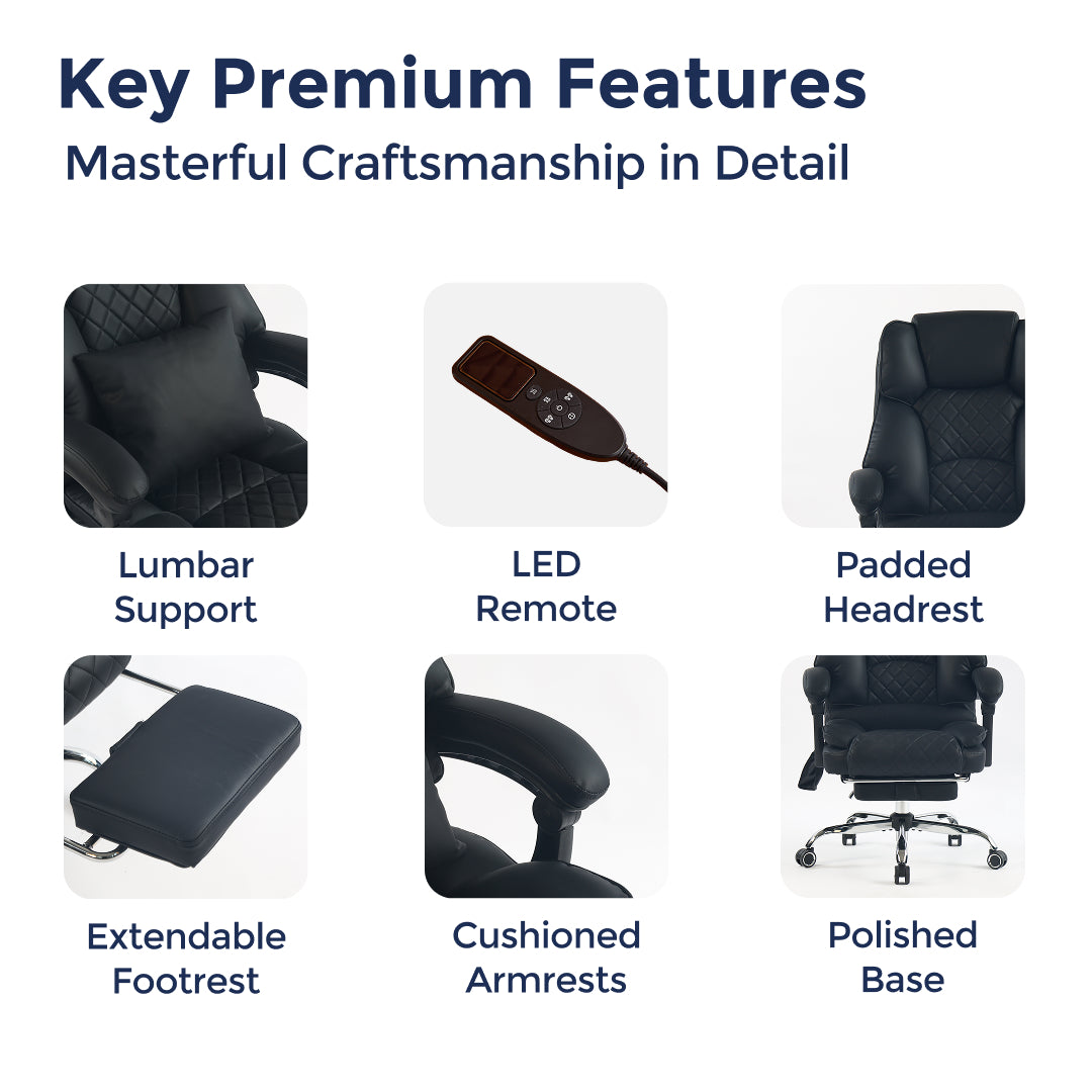 Ergonix Heated & 2-Point Kneading Massage Reclining Office Chair