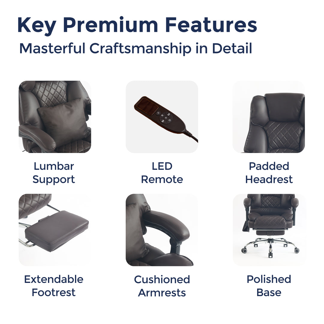 Ergonix Heated & 2-Point Kneading Massage Reclining Office Chair