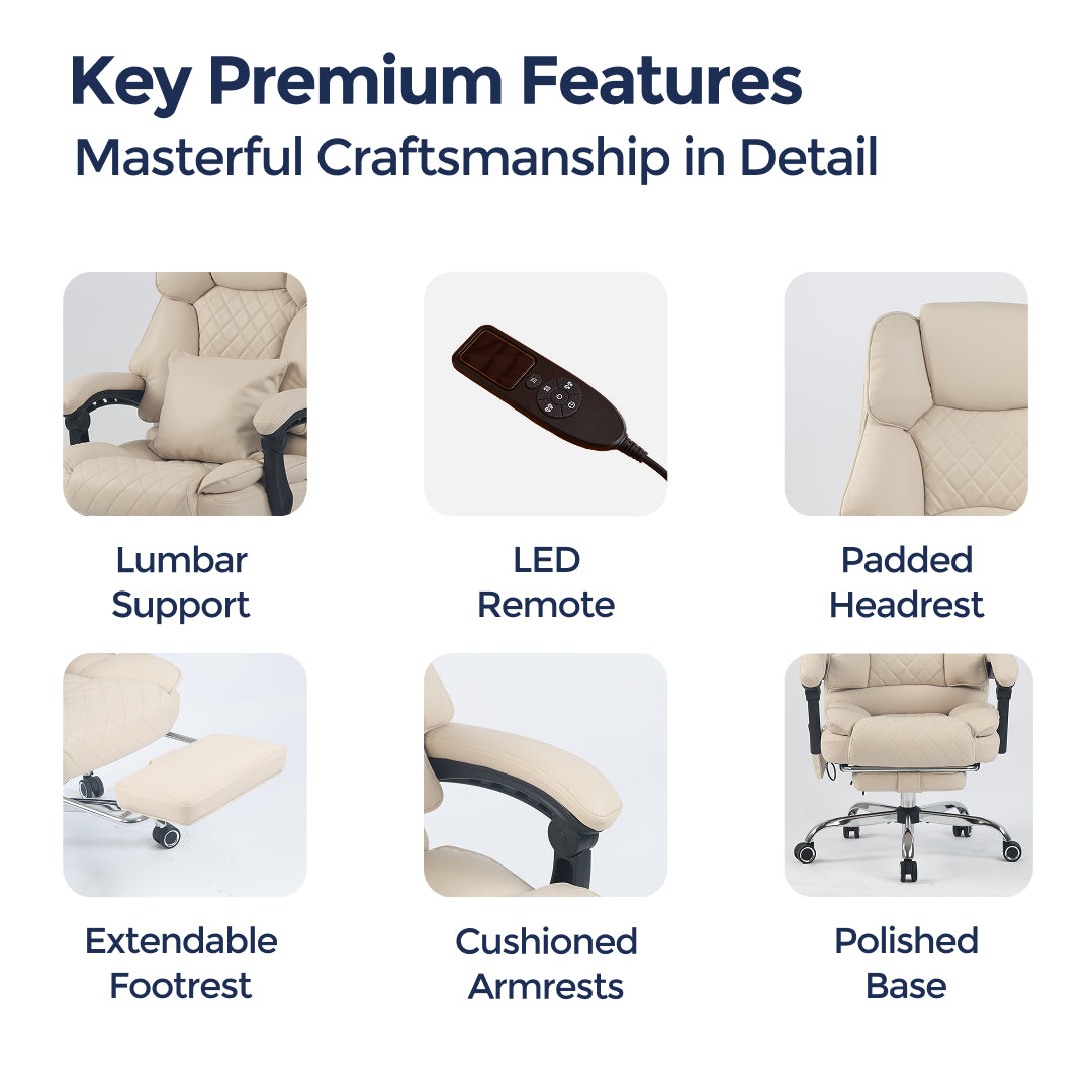 Ergonix Heated & 2-Point Kneading Massage Reclining Office Chair