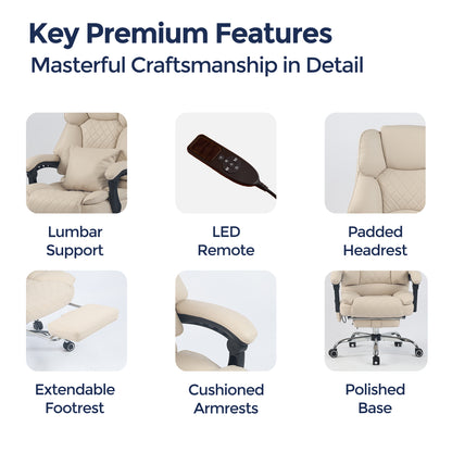 Ergonix Heated & 2-Point Kneading Massage Reclining Office Chair