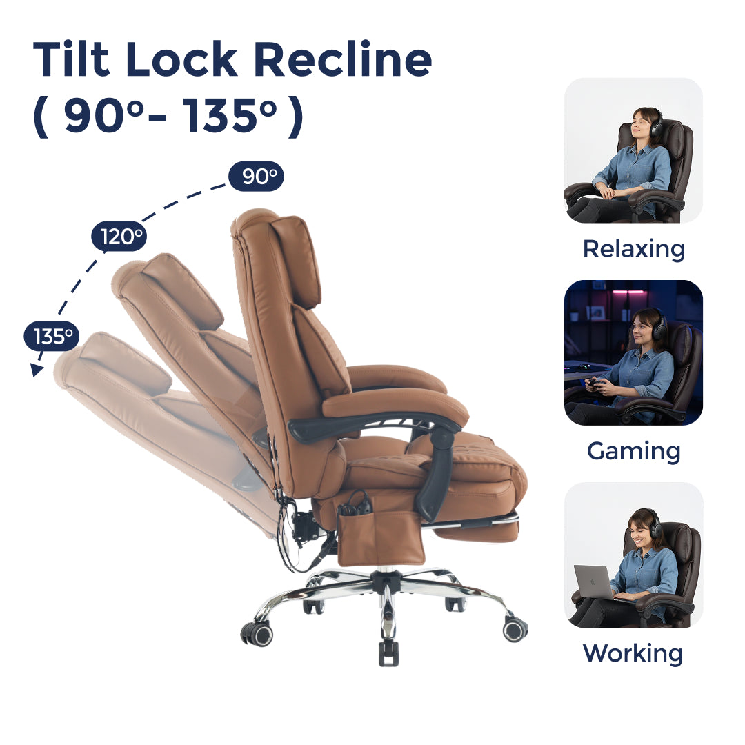 Ergonix Heated & 2-Point Kneading Massage Reclining Office Chair