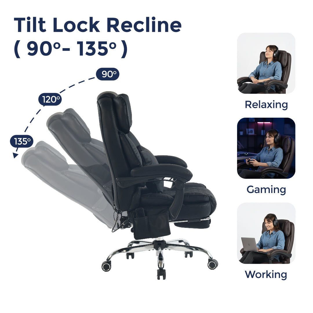 Ergonix Heated & 2-Point Kneading Massage Reclining Office Chair