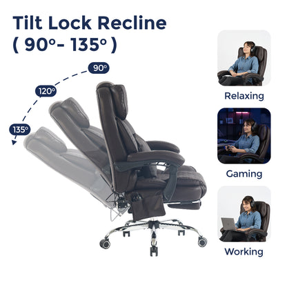 Ergonix Heated & 2-Point Kneading Massage Reclining Office Chair