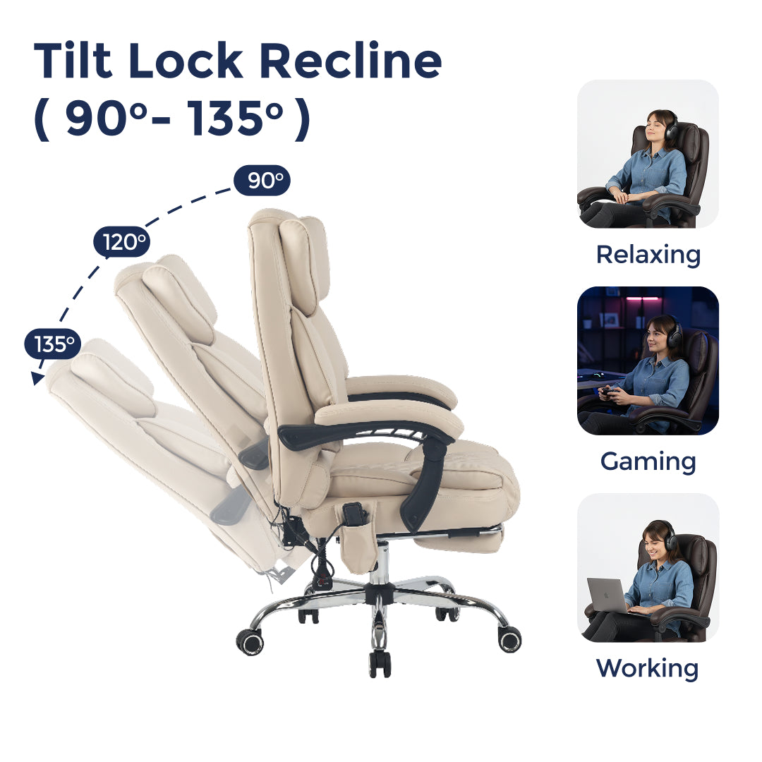 Ergonix Heated & 2-Point Kneading Massage Reclining Office Chair