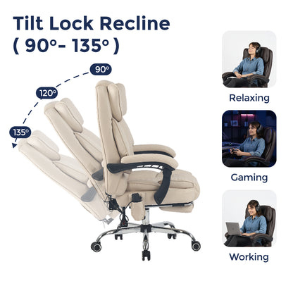 Ergonix Heated & 2-Point Kneading Massage Reclining Office Chair