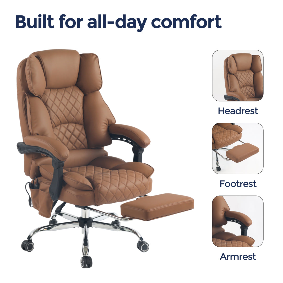 Ergonix Heated & 2-Point Kneading Massage Reclining Office Chair