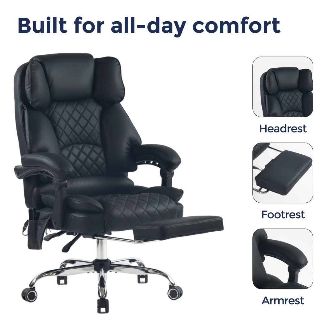 Ergonix Heated & 2-Point Kneading Massage Reclining Office Chair