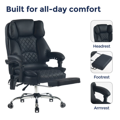 Ergonix Heated & 2-Point Kneading Massage Reclining Office Chair