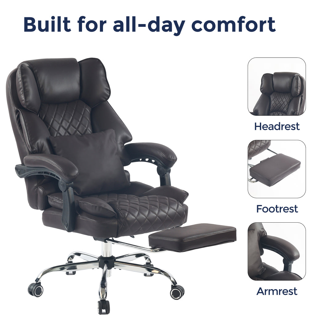 Ergonix Heated & 2-Point Kneading Massage Reclining Office Chair
