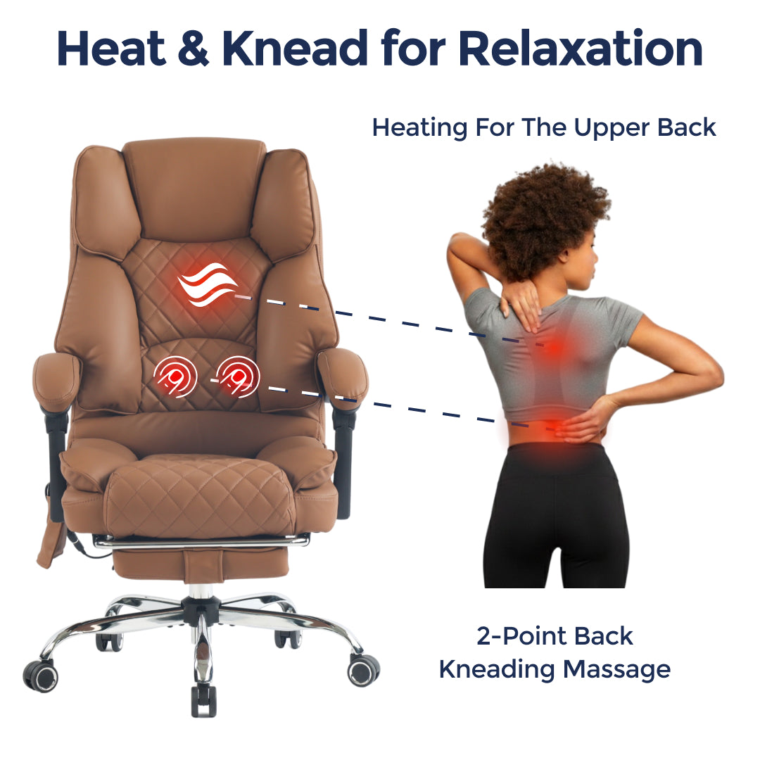 Ergonix Heated & 2-Point Kneading Massage Reclining Office Chair