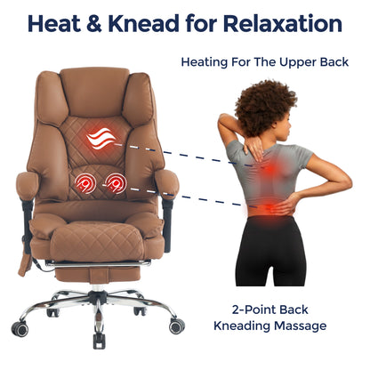 Ergonix Heated & 2-Point Kneading Massage Reclining Office Chair