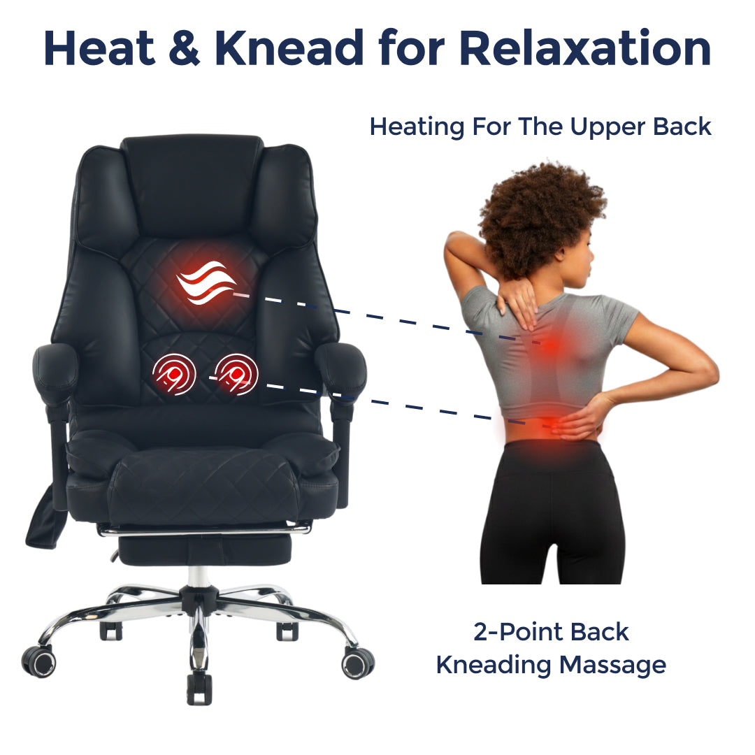 Ergonix Heated & 2-Point Kneading Massage Reclining Office Chair