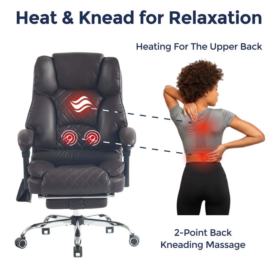 Ergonix Heated & 2-Point Kneading Massage Reclining Office Chair