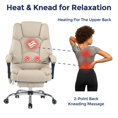Ergonix Heated & 2-Point Kneading Massage Reclining Office Chair