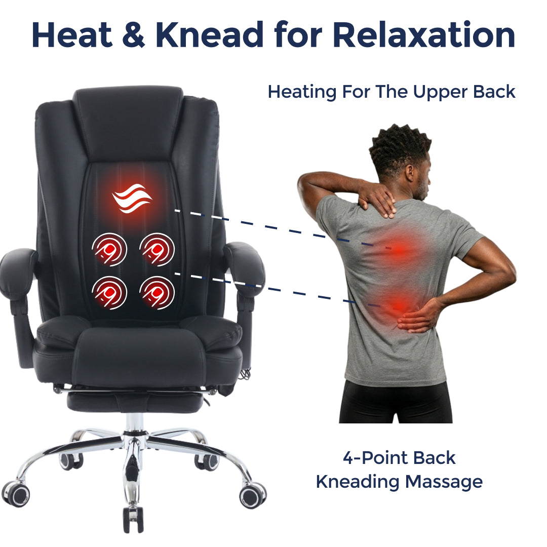 Orbis Heated & 4-Point Kneading Massage Reclining Office Chair