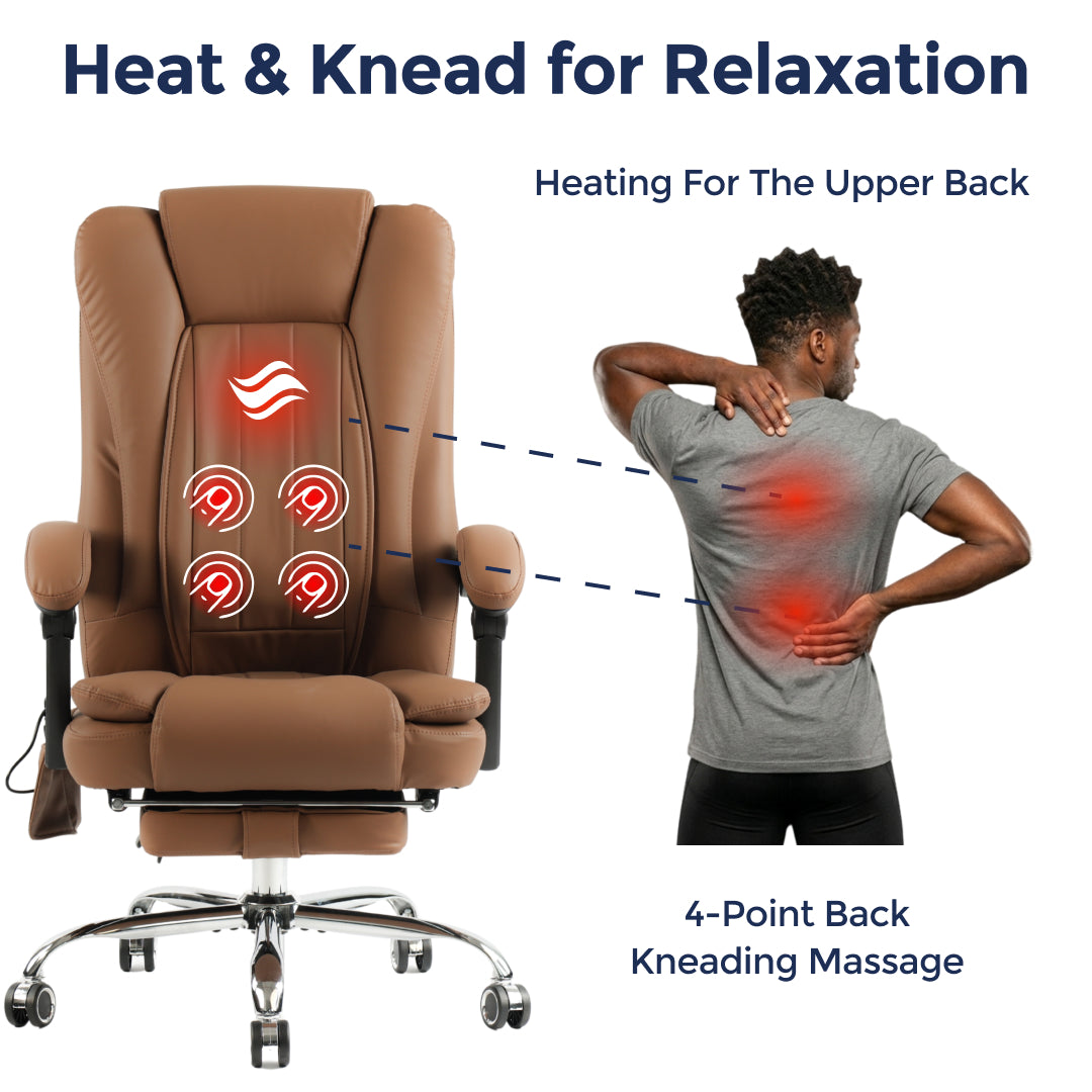 Orbis Heated & 4-Point Kneading Massage Reclining Office Chair