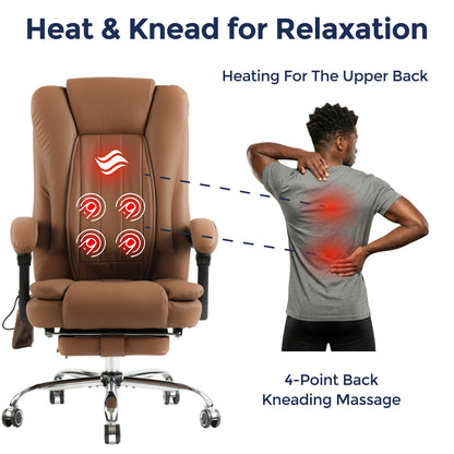 Orbis Heated & 4-Point Kneading Massage Reclining Office Chair
