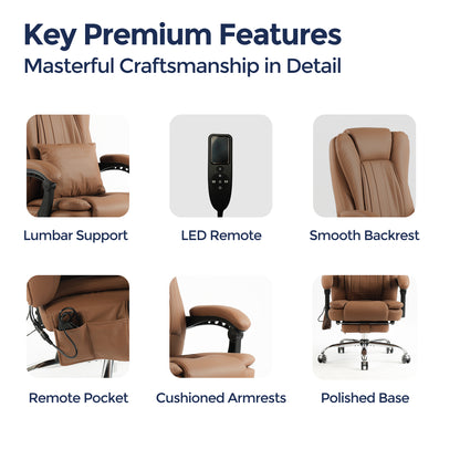 Orbis Heated & 4-Point Kneading Massage Reclining Office Chair