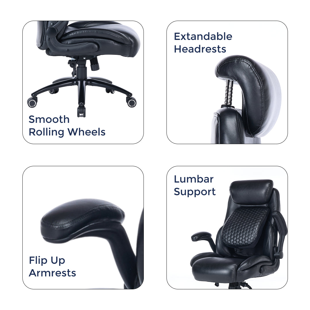 Q-Seat Ergonomic Chair | 350 lbs | Adjustable Armrest, Headrest & Lumbar