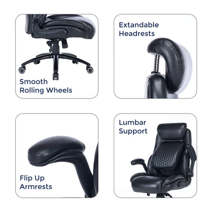 Q-Seat Ergonomic Chair | 350 lbs | Adjustable Armrest, Headrest & Lumbar