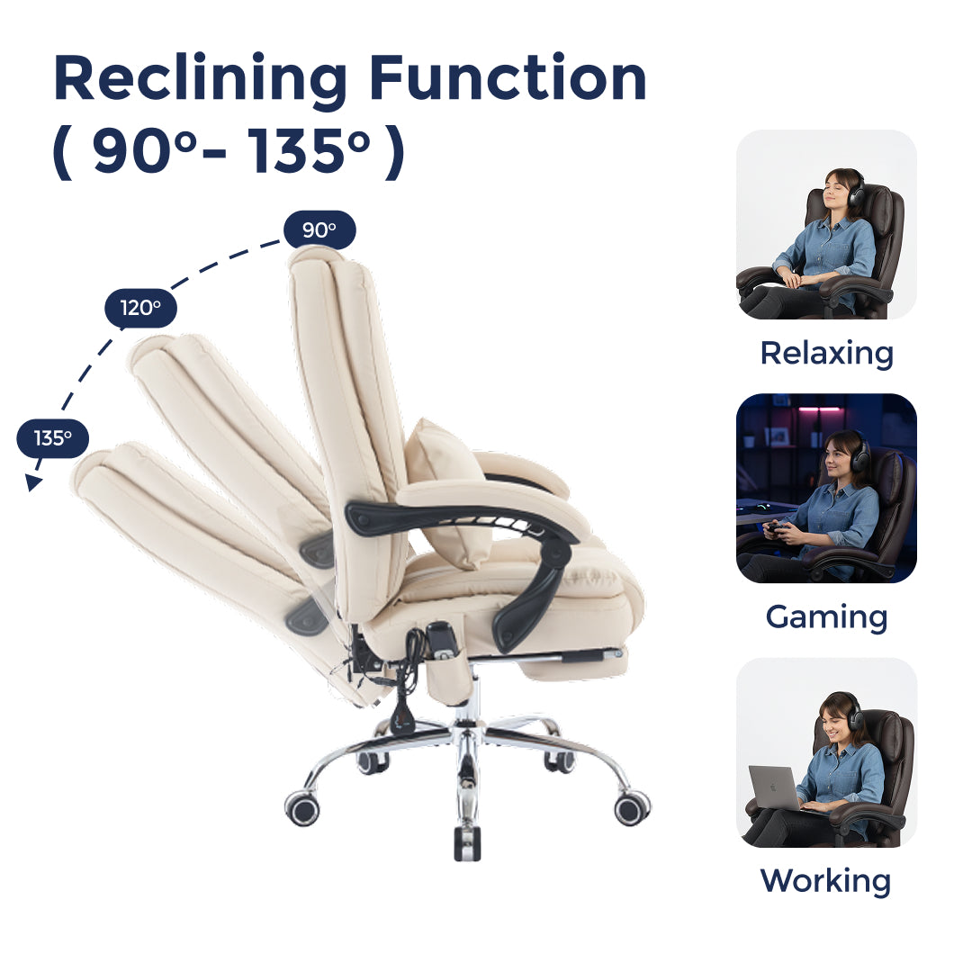 Orbis Heated & 4-Point Kneading Massage Reclining Office Chair