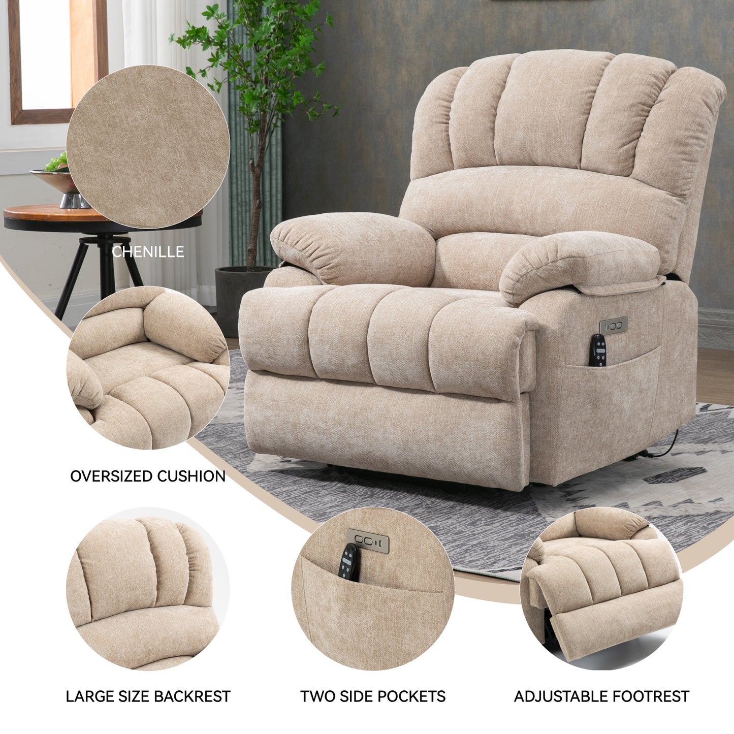 Power Lift Recliner with 8-Points Heat & Massage Function